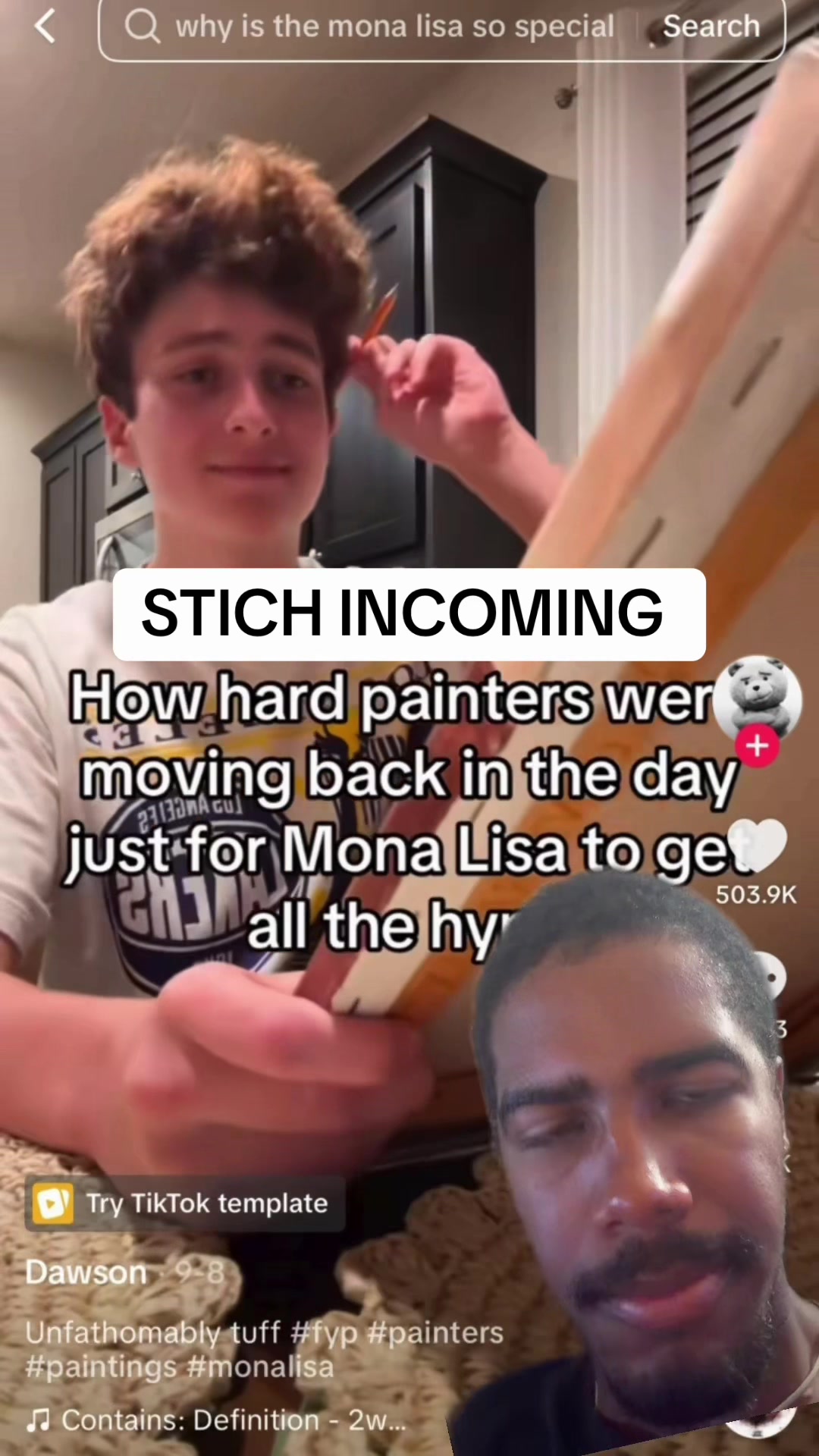 Idk how to stitch lol #monalisa #leonardodavinci #artexplained #paintings