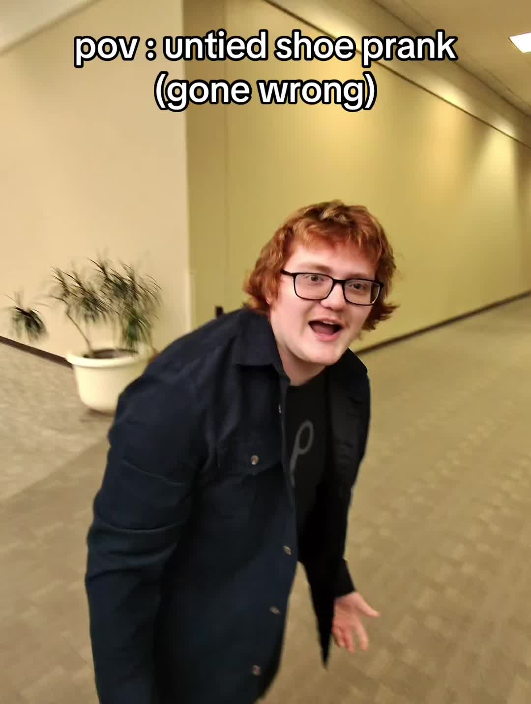 untied shoe prank…(gone wrong) #raybanmeta #fyp #funny #prank #viral