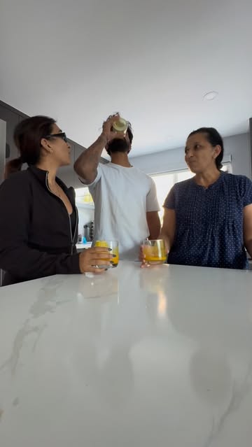 Morning ginger/turmeric shots with mom 💛 If you can’t tell… Thiagu and my mom can throw it back way quicker than I c...