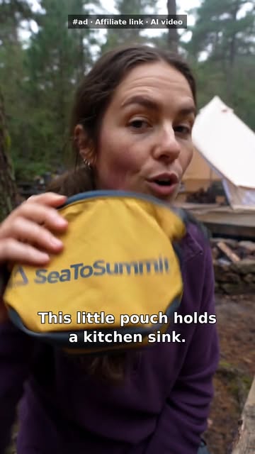This little pouch holds a kitchen sink. 🏕️ The Sea to Summit Collapsible Camp Kitchen Sink folds down small and open...