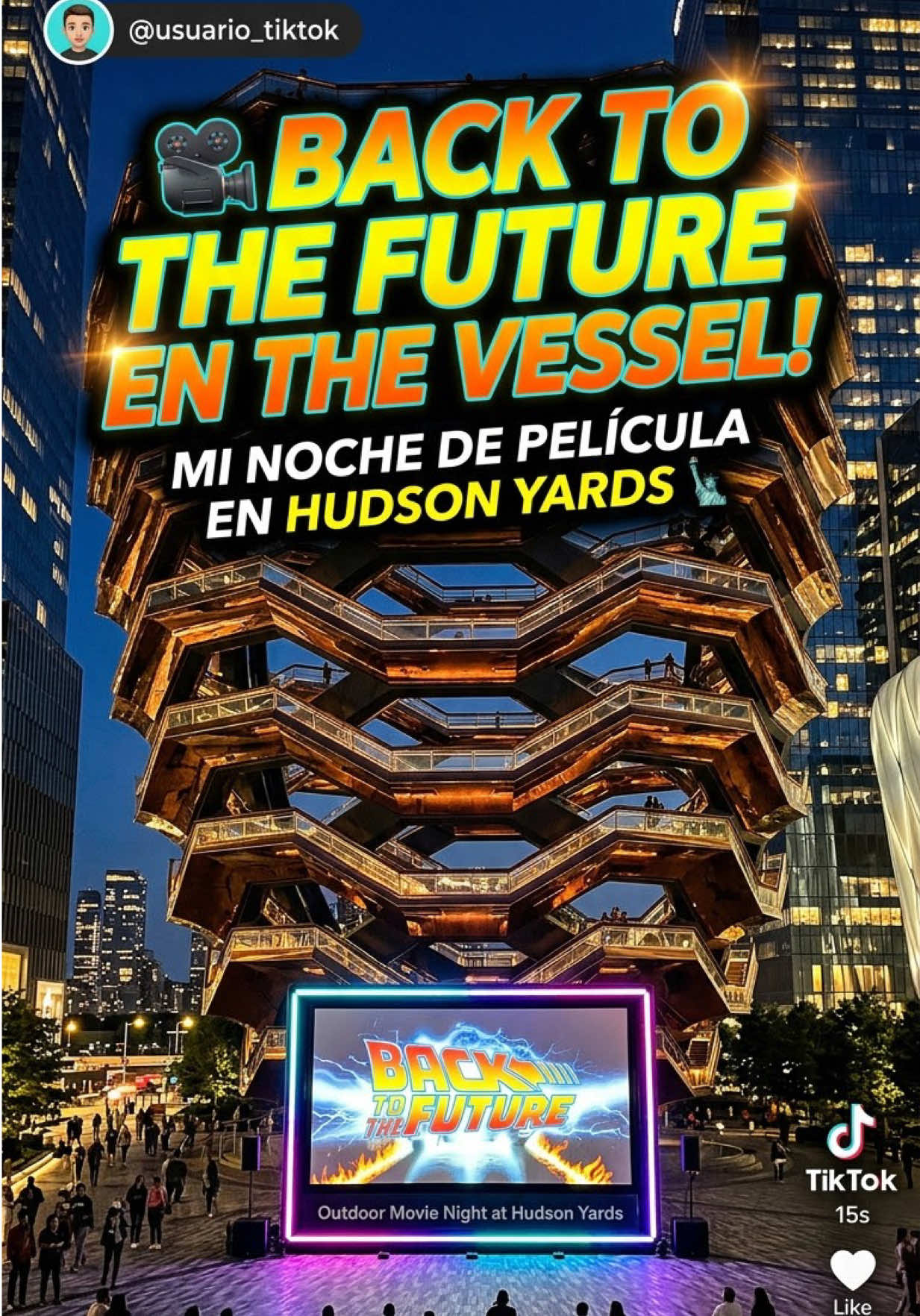 🎬🍿 Fui a ver Back to the Future en Vessel y te comparto las películas gratis que habrá en NYC este octubre. 🎃 ¿Van...