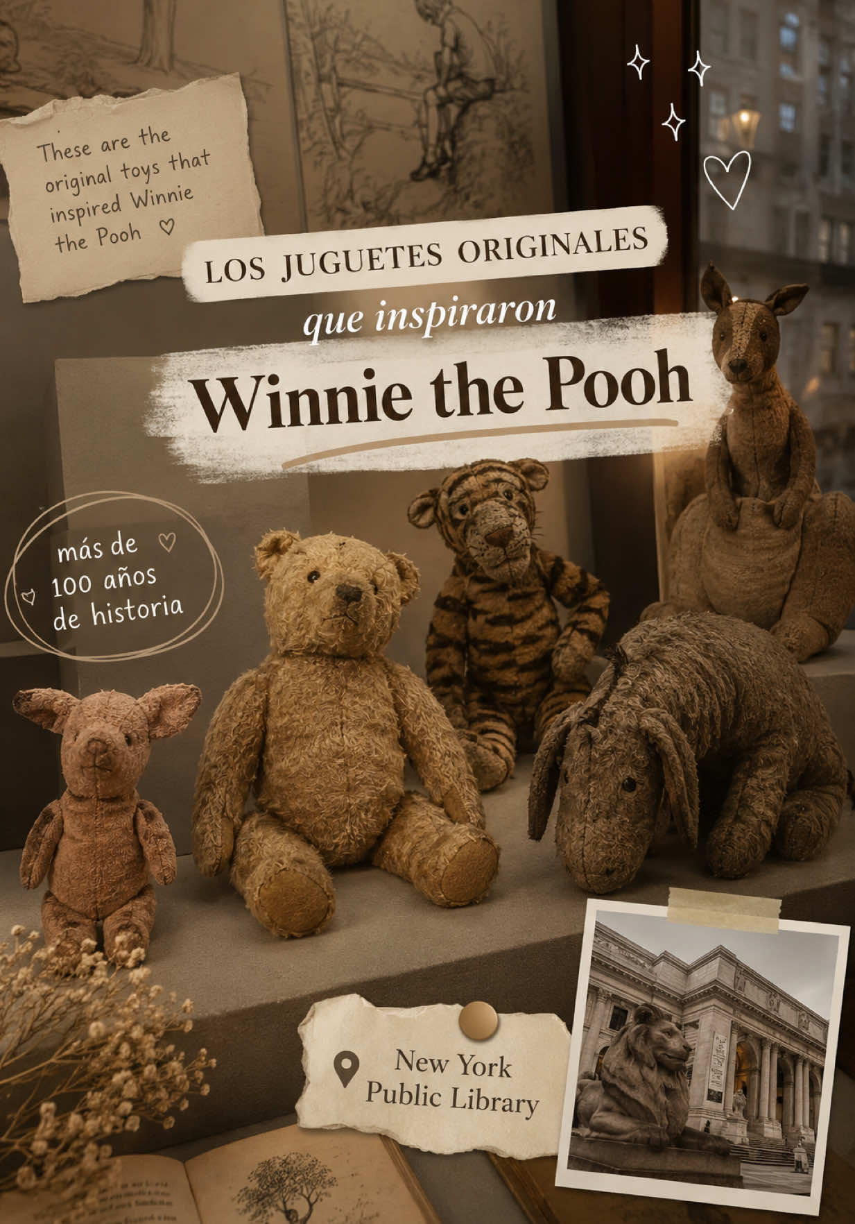 ¿Sabías que los verdaderos juguetes que inspiraron Winnie the Pooh están en Nueva York? 🤯🧸 Y tienen más de un siglo...