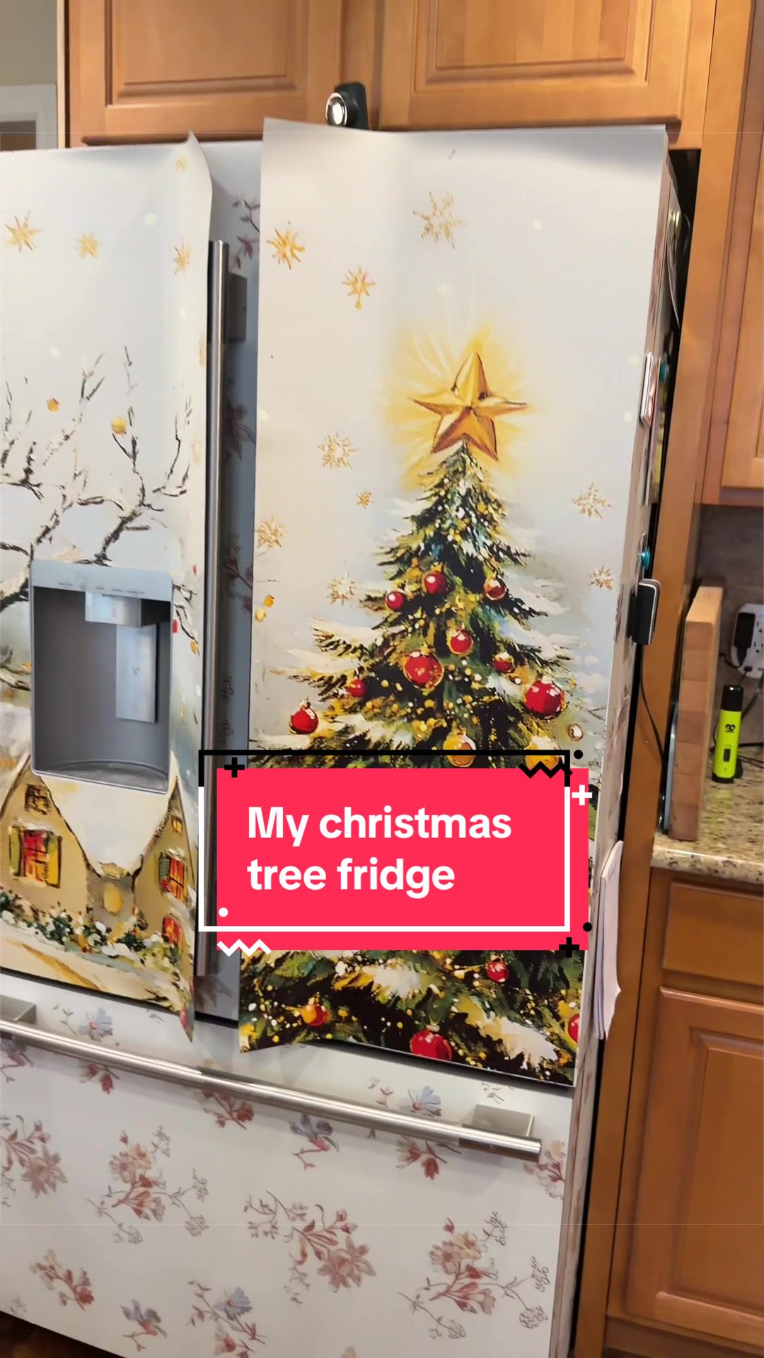 My Christmas fridge 💖💖💖💖 #homedecor #kitchendecor #farmhouse #fridge #kitchen