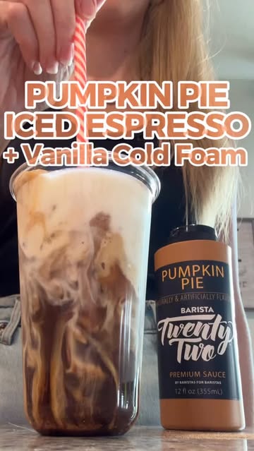 Pumpkin season has officially entered the chat 🎃☕️ Pumpkin Pie Iced Espresso + Vanilla Cold Foam 🤎 For the coffee:...