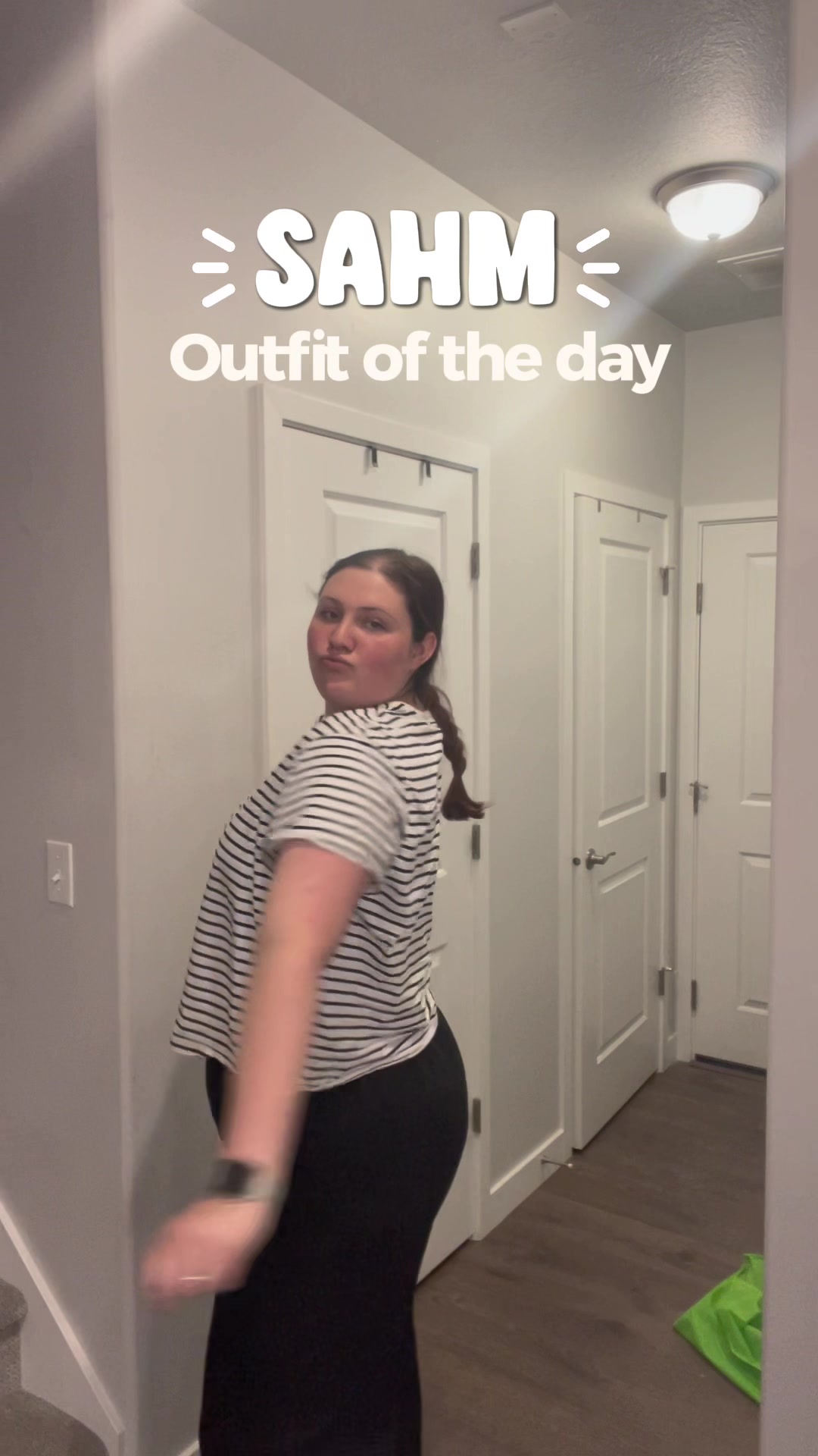 Shirt is from H&M. Pants are from SHEIN! #sheinhaul #ootdinspo #sahmtok #momtok #goodday