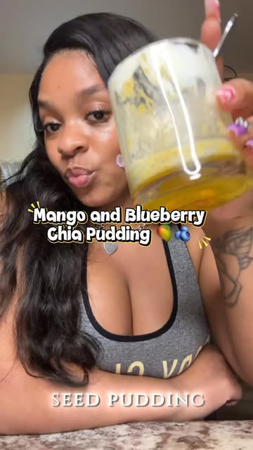 Mango & Blueberry Chia Pudding 🥭🫐 #fyp #healthy #healthyeating #food #protein #fruits #explorepage✨