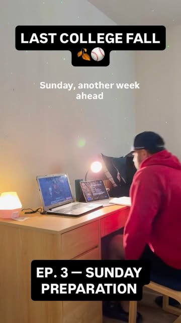 LAST COLLEGE FALL | EP. 3 ⚾️📚 Sunday isn’t just about resting. It’s about preparing. Homework finished. Weekly sched...