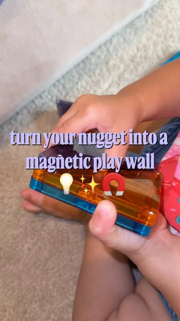 A simple Nugget hack we can’t stop using 🧲 #toddlerplay #playideas #nuggetcouch #magnetictiles #toddleractivities in...