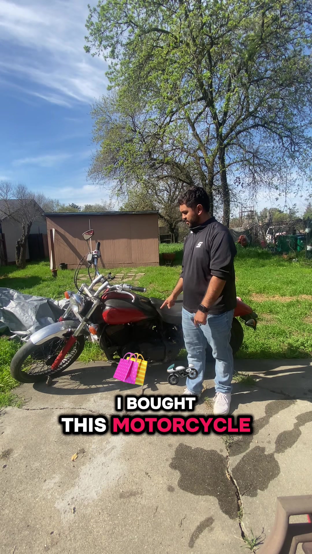 Forgot to mention I’ve never ridden a motorcycle either #mechanicsoftiktok #fyp #hondashadow750 #projectbike #faceboo...