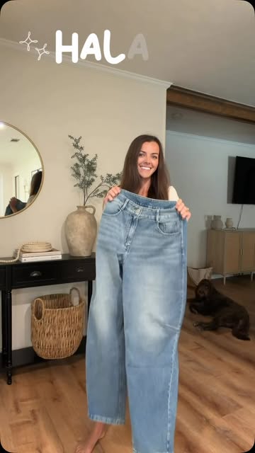 New favorite barrel leg jeans 🤍 Use code KACIB0 for 10% off, or KACIB202 to save 10% on $120+ or 12% on $150+ ✨ #hal...